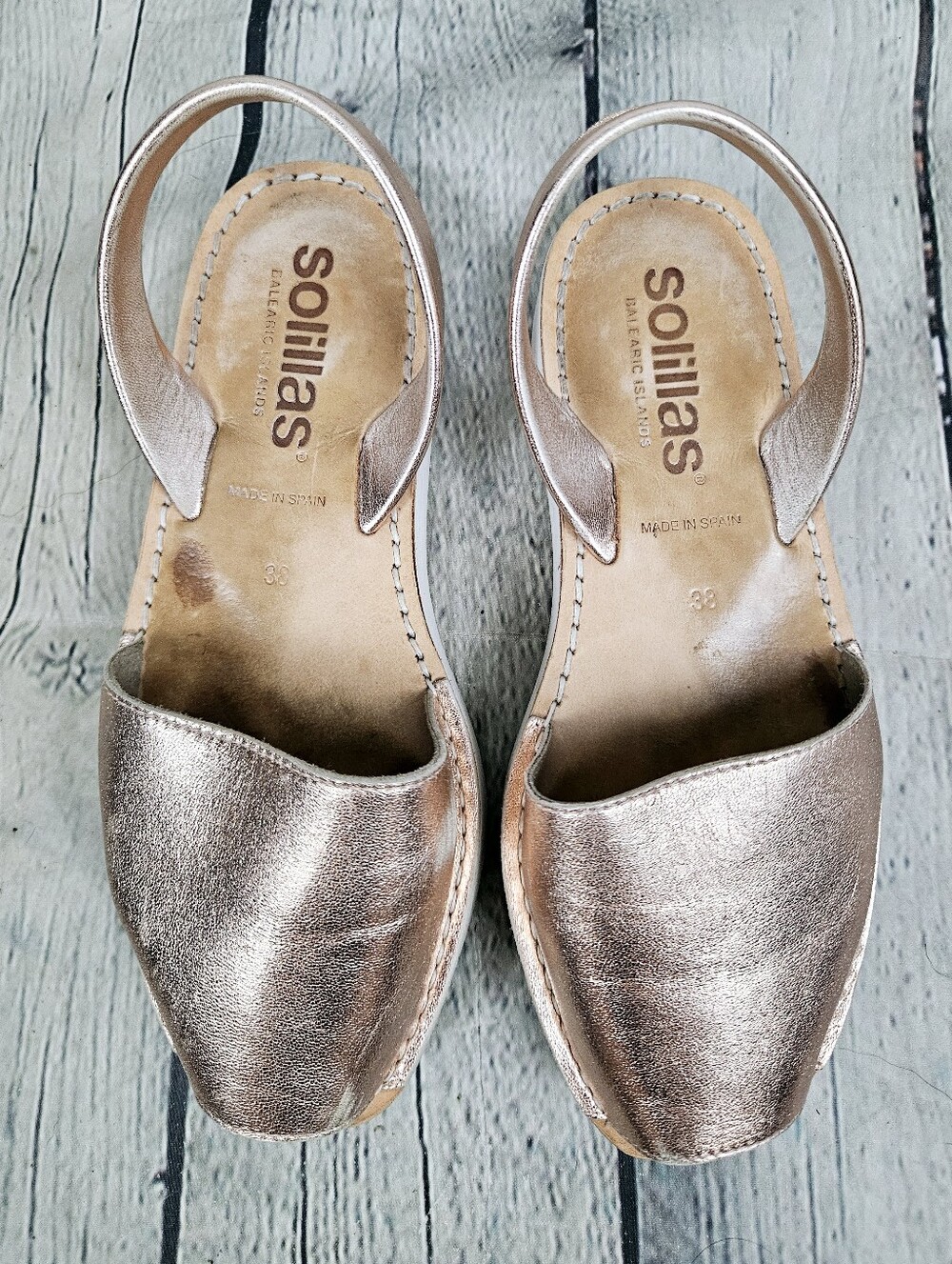 SOLILLAS | metallic leather peep toe slingback sandals